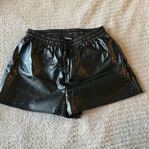 Misguided Black Alligator Leather Shorts, Size 10